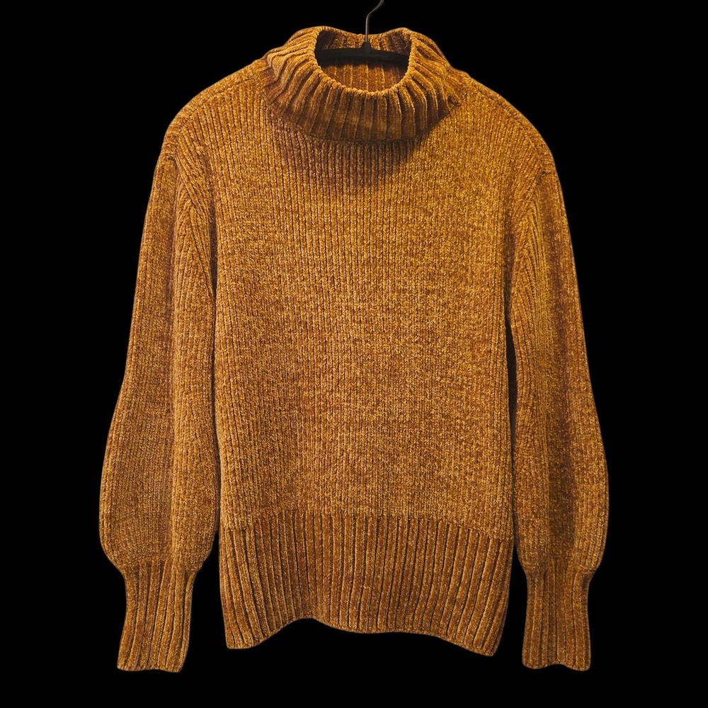 Cynthia Rowley Small (Oversized) Mock Neck Sweater Mustard Yellow/Brown